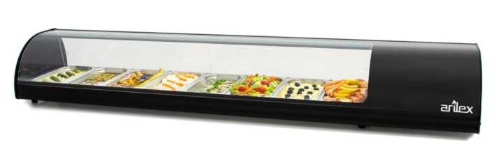 Vitrina expositora refrigerada  8 bandejas GN1/3 preta 8VTG-NE