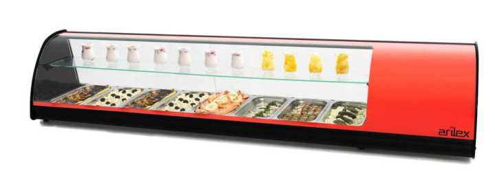 Vitrina expositora refrigerada  8 bandejas GN1/3 vermelho 8VTG-RO