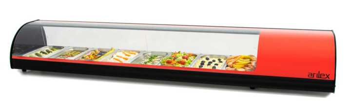 Vitrina expositora refrigerada  8 bandejas GN1/3 vermelho 8VTG-RO