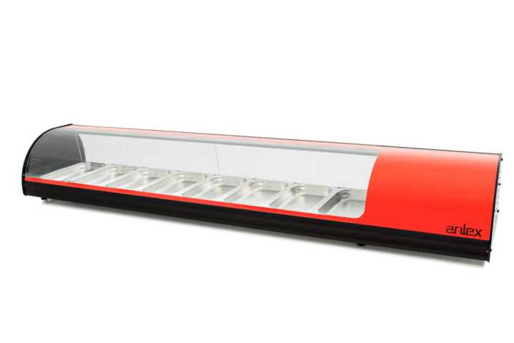 Vitrina expositora refrigerada  8 bandejas GN1/3 vermelho 8VTG-RO
