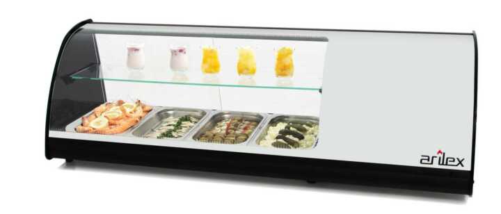 Vitrina expositora refrigerada 4 bandejas GN1/3 branco 4VTG-BL