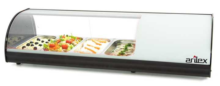 Vitrina expositora refrigerada 4 bandejas GN1/3 branco 4VTG-BL