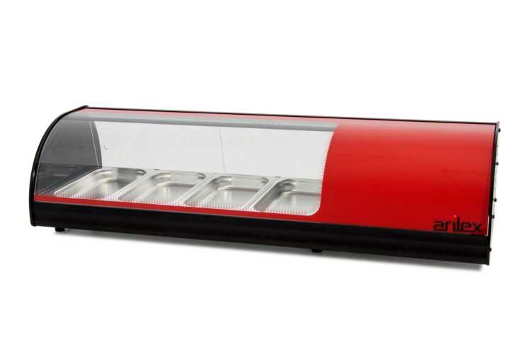 Vitrina expositora refrigerada 4 bandejas GN1/3 vermelho 4VTG-RO