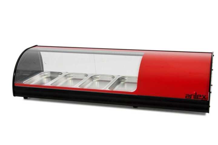 Vitrina expositora refrigerada 4 bandejas GN1/3 vermelho 4VTG-RO