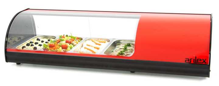 Vitrina expositora refrigerada 4 bandejas GN1/3 vermelho 4VTG-RO