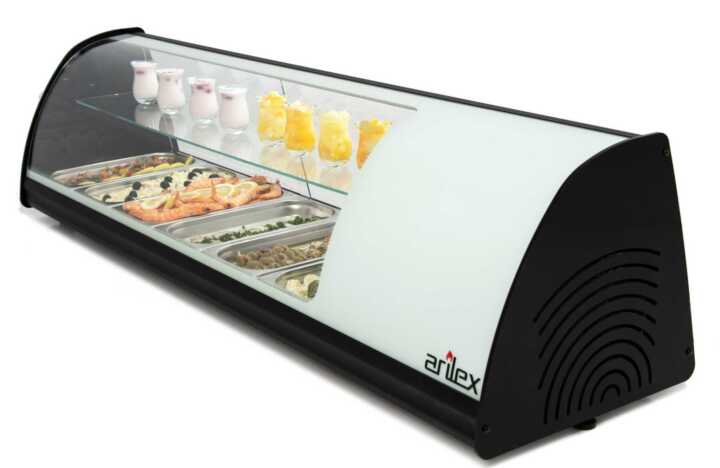 Vitrina expositora refrigerada 6 bandejas GN1/3 branco 6VTG-BL