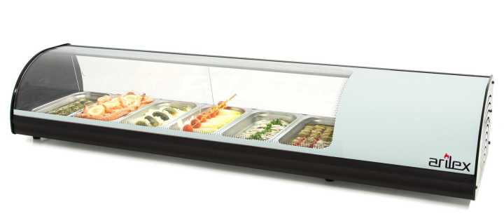 Vitrina expositora refrigerada 6 bandejas GN1/3 branco 6VTG-BL