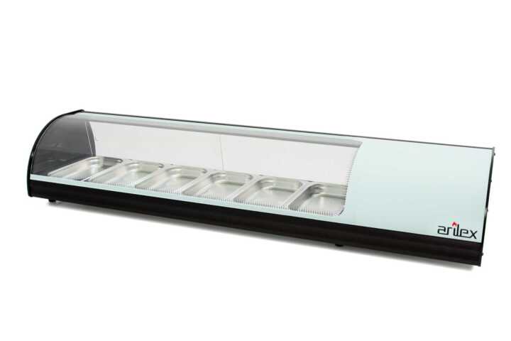Vitrina expositora refrigerada 6 bandejas GN1/3 branco 6VTG-BL