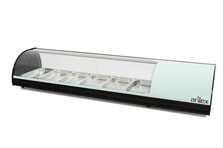Vitrina expositora refrigerada 6 bandejas GN1/3 branco 6VTG-BL