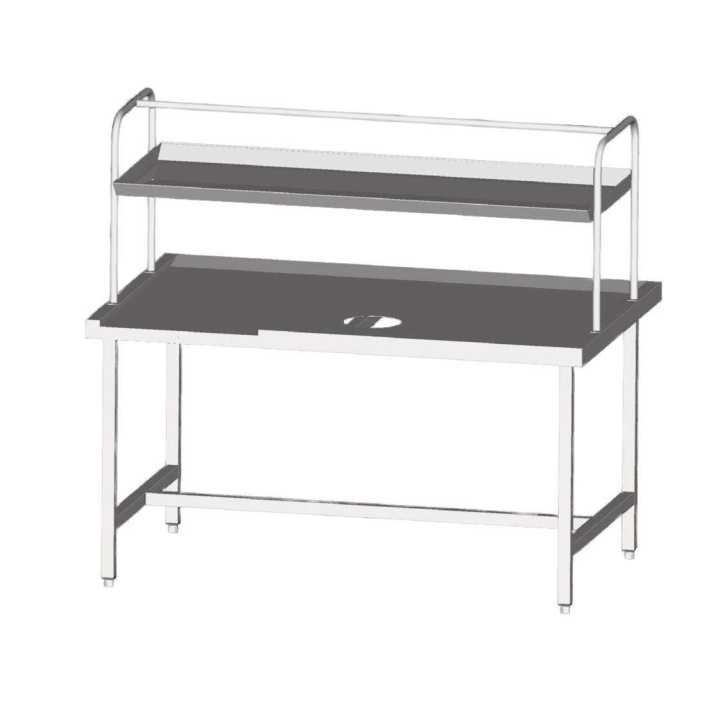 Mesa de Trabalho Inox Central 2100x800x850mm com Orifício
