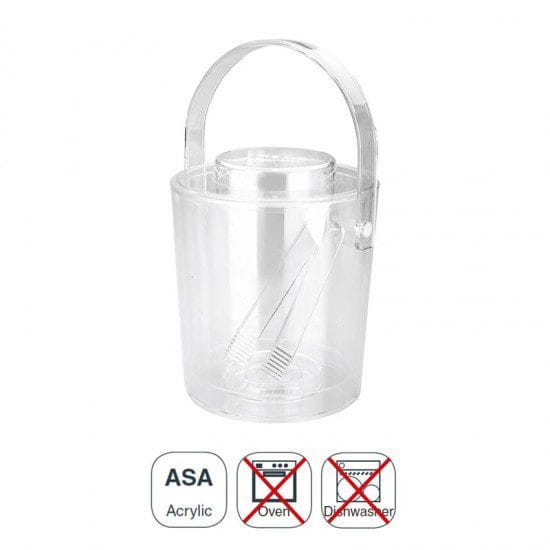 Balde de Gelo Dupla Parede de Acrílico Transparente com Pinça + Capa