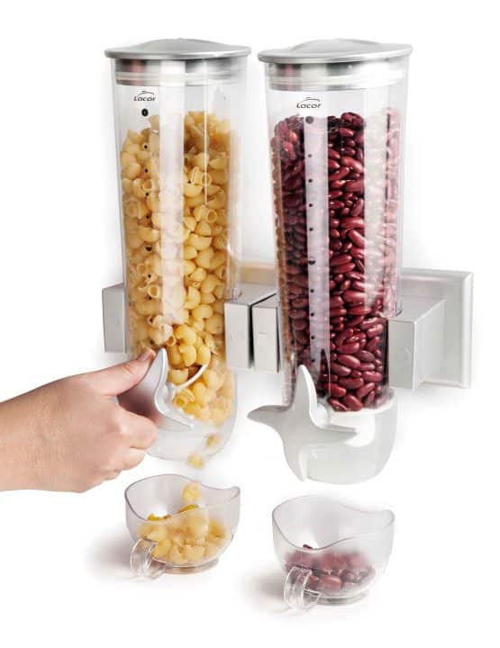 Dispensador duplo de cereais de parede