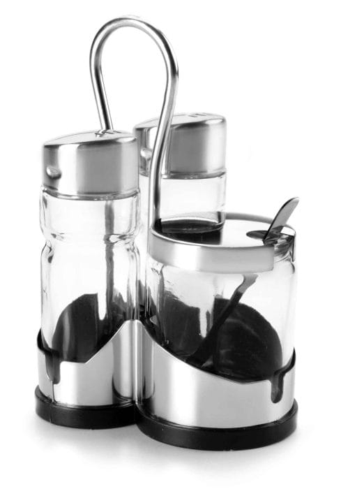 Jogo De Saleiro-Pimenteiro-Mostarda Basic Inox