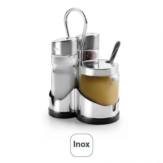Jogo De Saleiro-Pimenteiro-Mostarda Basic Inox